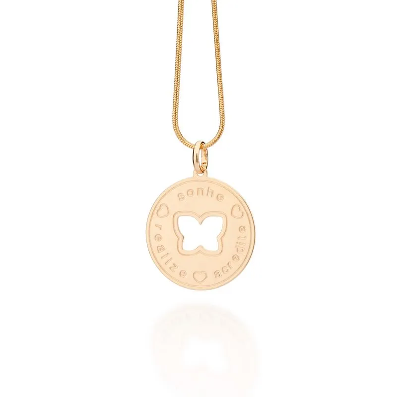 MEDALHA SONHE REALIZE E ACREDITE BANHADO A OURO 18K TAM.UNICO1