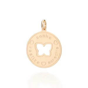 MEDALHA SONHE REALIZE E ACREDITE BANHADO A OURO 18K TAM.UNICO