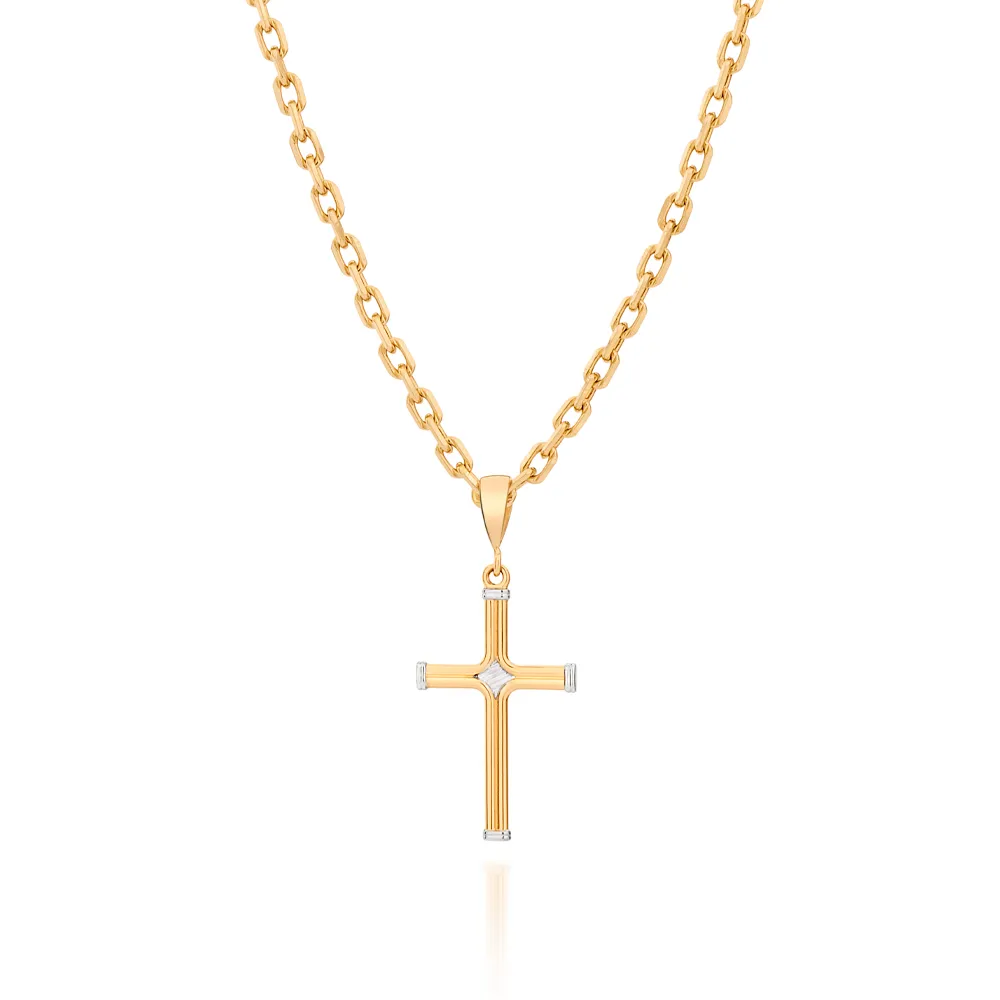 PINGENTE CRUZ BANHADO A OURO 18K COM APLICACAO DE RHODIUM1