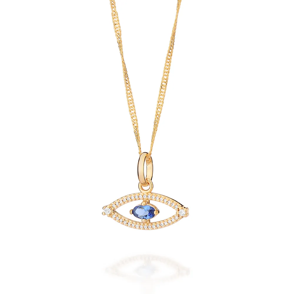 PINGENTE OLHO GREGO BANHADO A OURO 18K COM ZIRCONIAS E CRISTAIS1