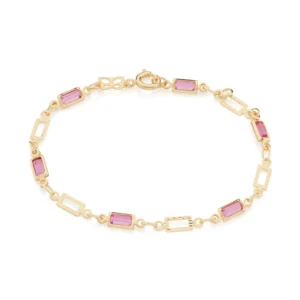 PULSEIRA INFANTIL BANHADA A OURO 18K COM CRISTAIS