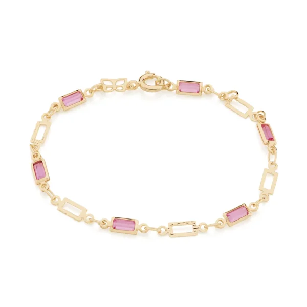 PULSEIRA INFANTIL BANHADA A OURO 18K COM CRISTAIS