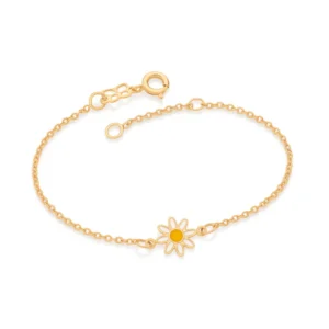 PULSEIRA MARGARIDA BANHADA A OURO 18K COM APLICACAO DE RESINA
