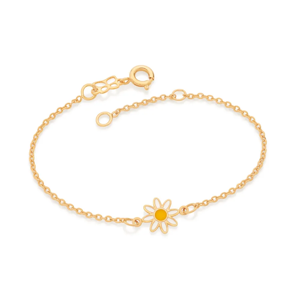 PULSEIRA MARGARIDA BANHADA A OURO 18K COM APLICACAO DE RESINA