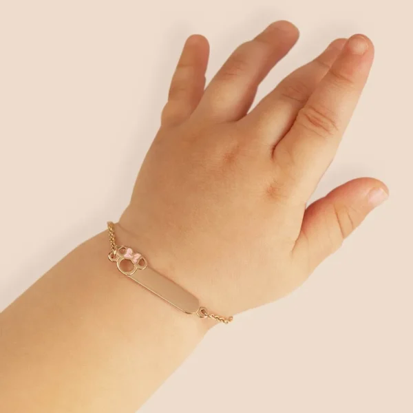 PULSEIRA MINNIE BABY PERSONALIZAVEL BANHADA A OURO 18K COM APLICACAO DE RESINA3