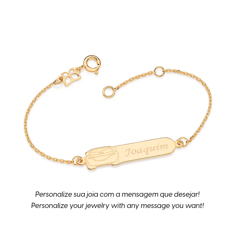 PULSEIRA RELAMPAGO MCQUEEN PERSONALIZAVEL BANHADA A OURO 18K
