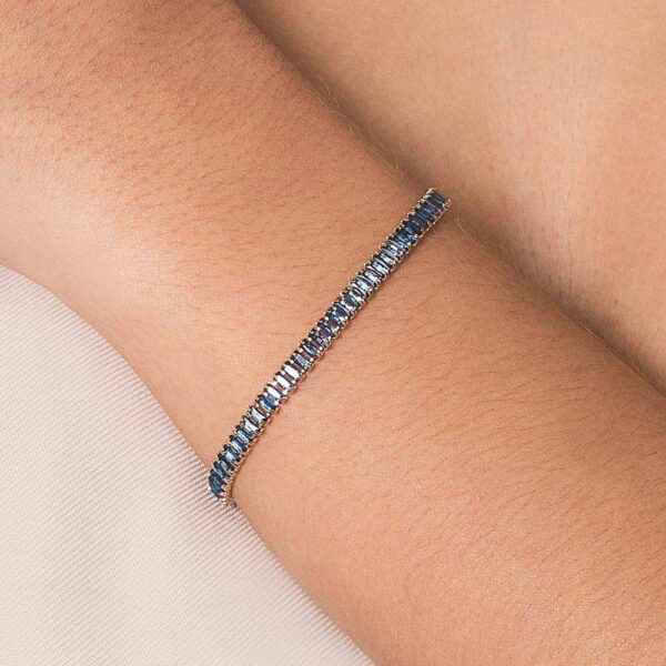 PULSEIRA RIVIERA BANHADA A OURO 18K COM ZIRCONIAS AZUL2