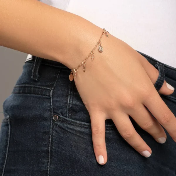 pulseira com berloques de cruz e medalha milagrosa2
