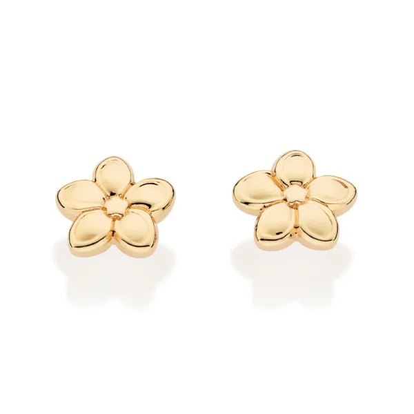 BRINCO FLOR DE PLUMERIA BANHADO A OURO 18K