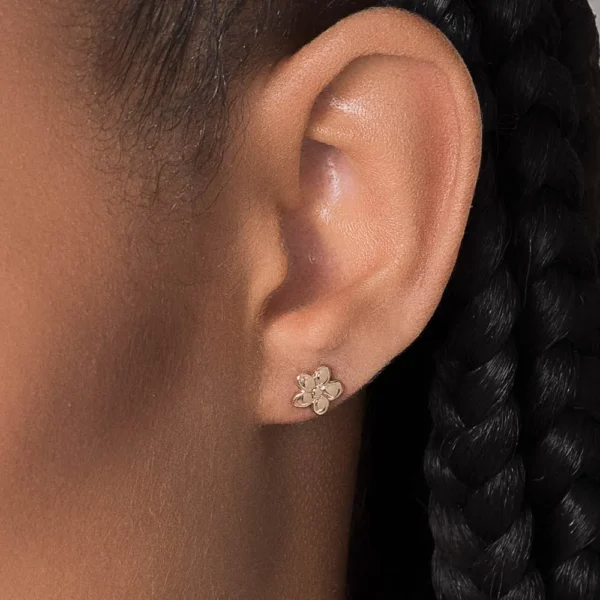BRINCO FLOR DE PLUMERIA BANHADO A OURO 18K2